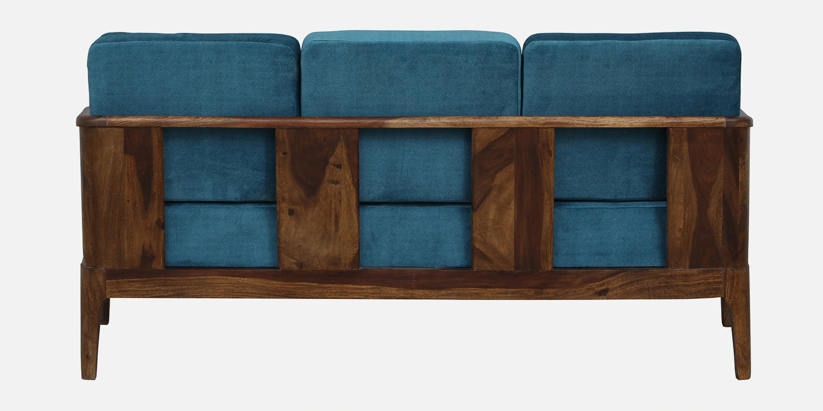 Bano Sheesham Wood 3 Seater Sofa In Blue Colour - Febonic Living