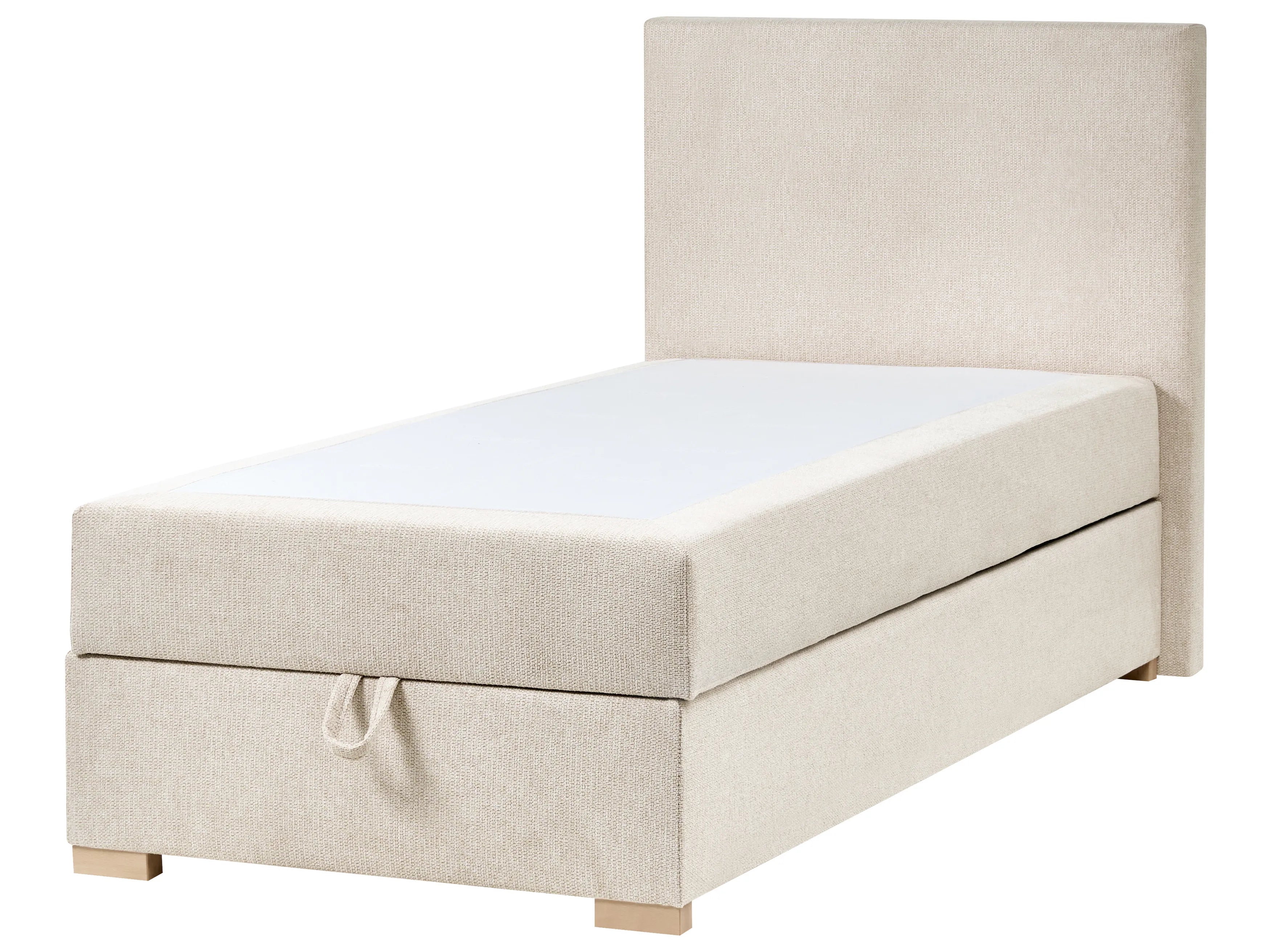 Dilwa Fabric Upholstered Single Size Bed In Ivory Cream Colour - Febonic Living
