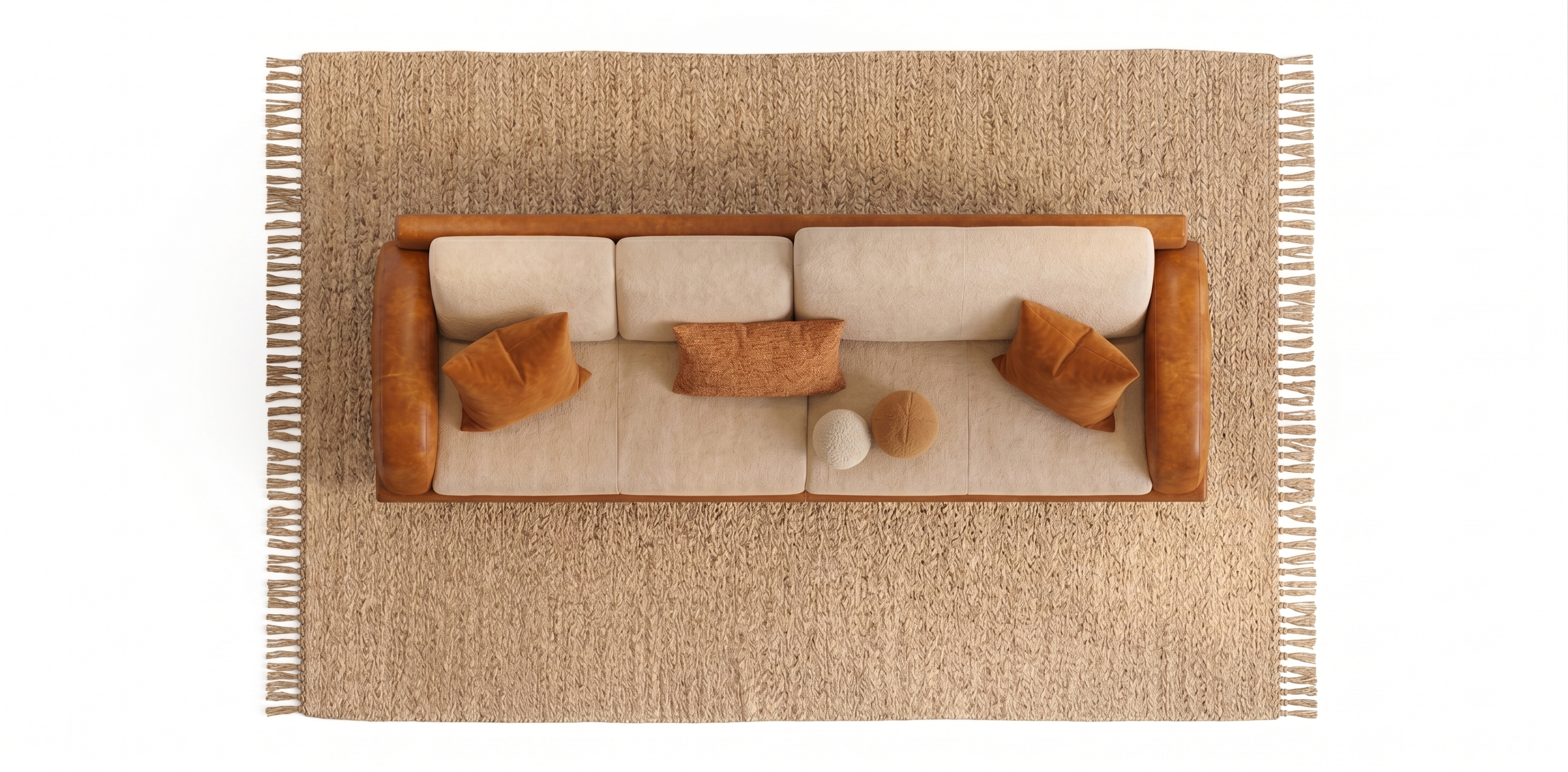 Felix 4 Seater Fabric Sofa - Rust and Beige