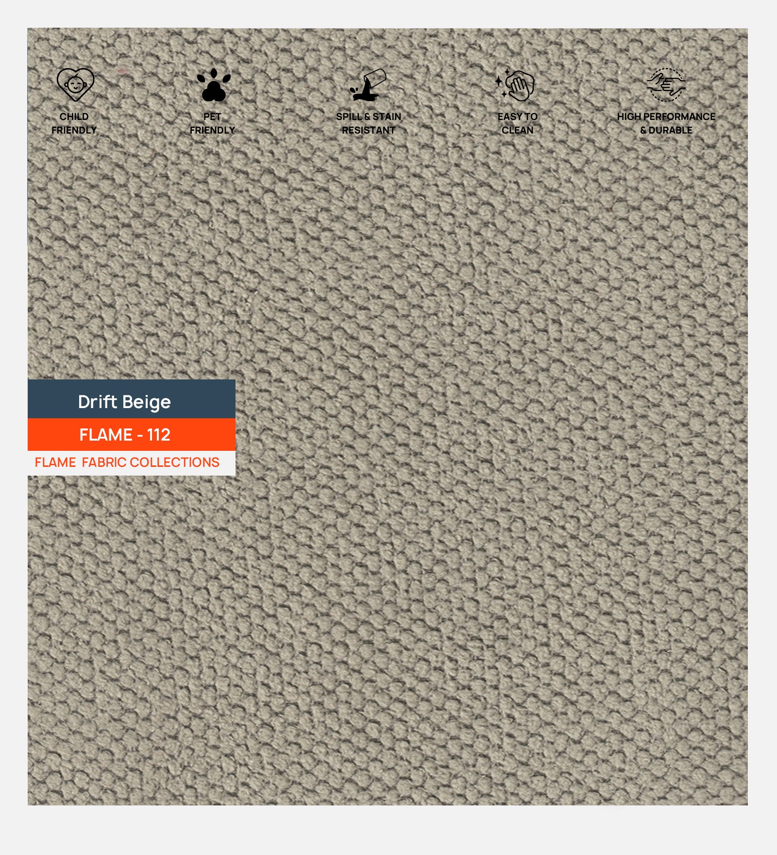 Polycotton Flame Fabric Drift Beige 112 Code - Febonic Living