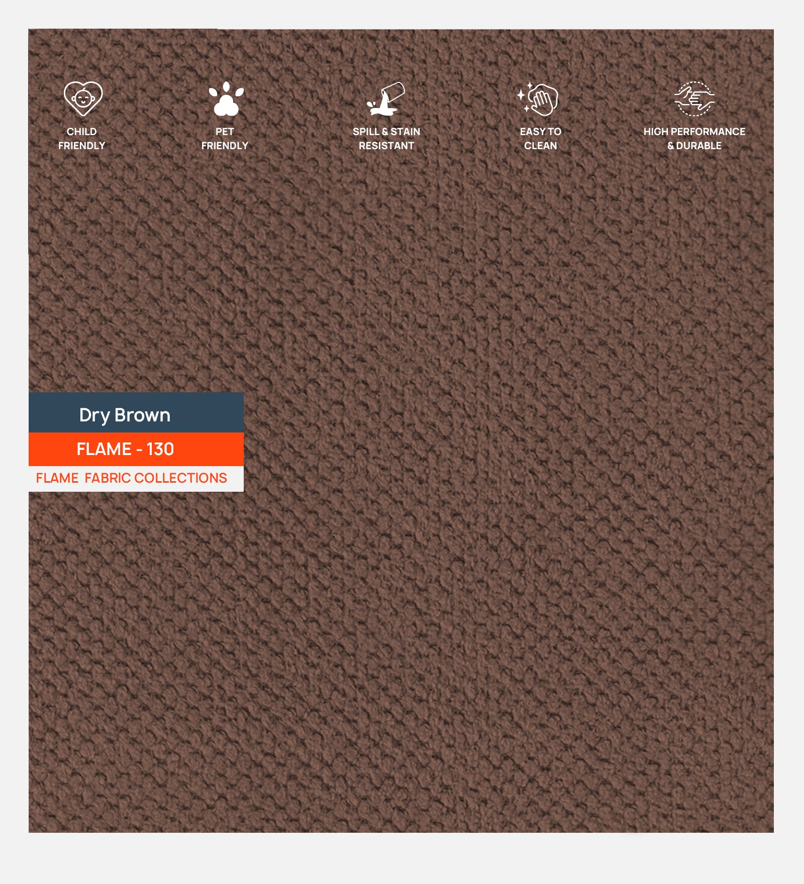 Polycotton Flame Fabric Dry Brown 130 Code - Febonic Living