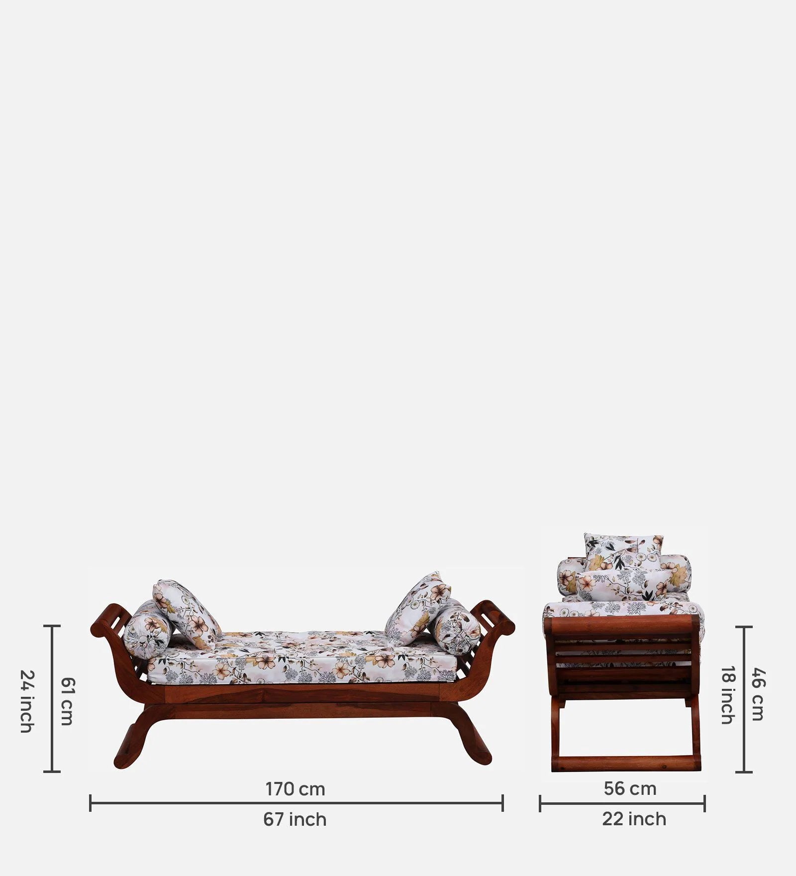 Tulsa Sheesham Wood Recamier In Honey Oak Finish - Febonic Living