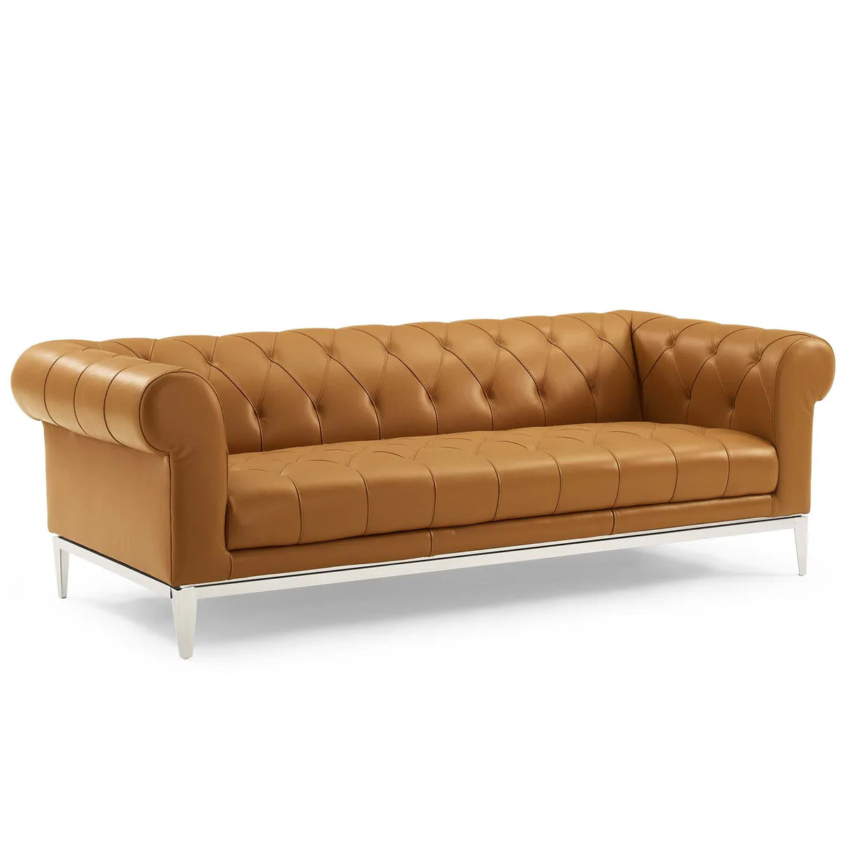 Mickey Leatherette 3 Seater Sofa In Royal Orange Colour - Febonic Living