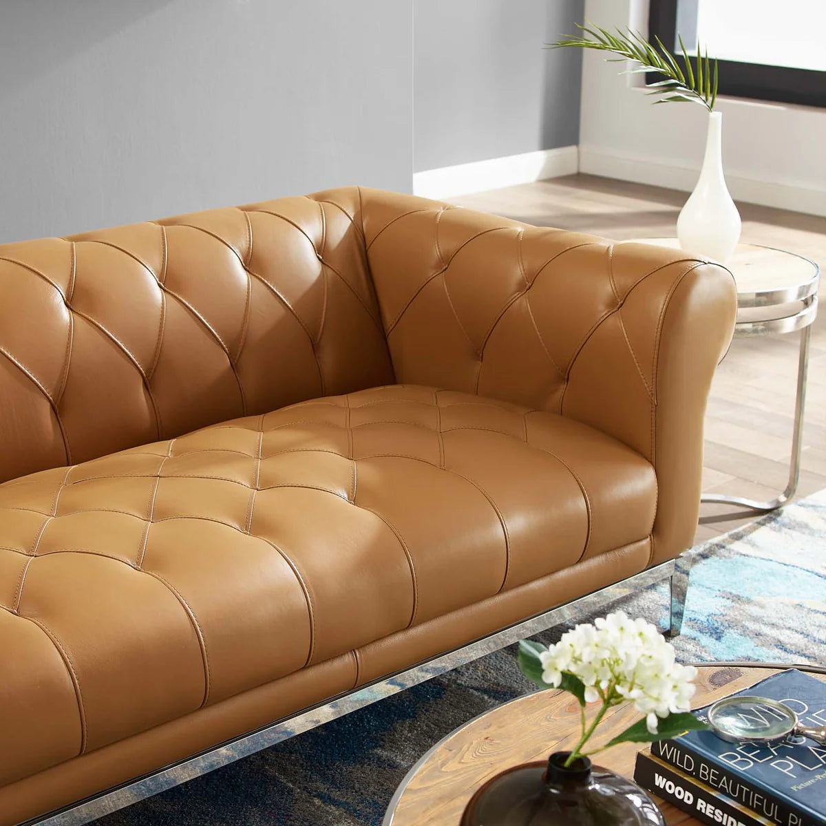 Mickey Leatherette 2 Seater Sofa In Royal Orange Colour - Febonic Living