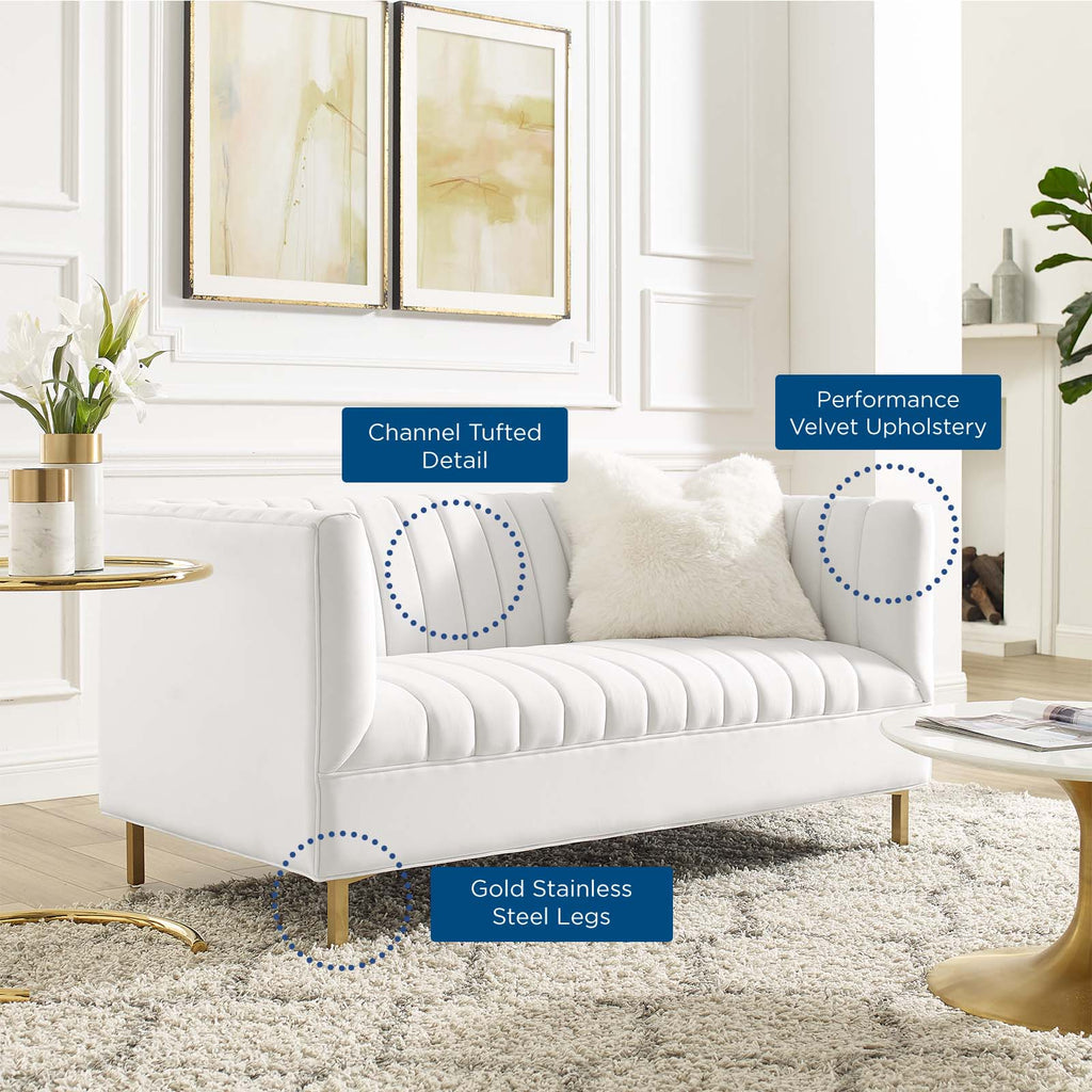 Shift Velvet 2 Seater Sofa In Warm White Colour - Febonic Living