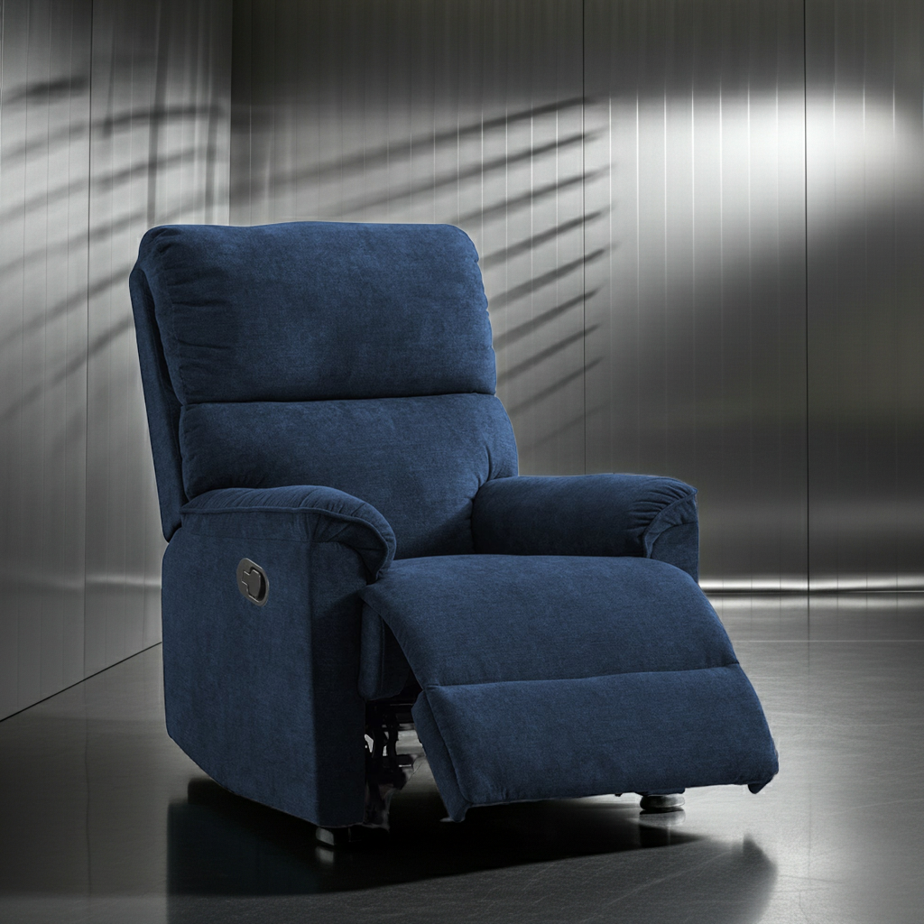 Abby 1 Seater Motorized Fabric Recliner - Denim Blue