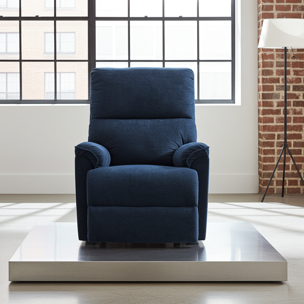 Abby 1 Seater Motorized Fabric Recliner - Denim Blue