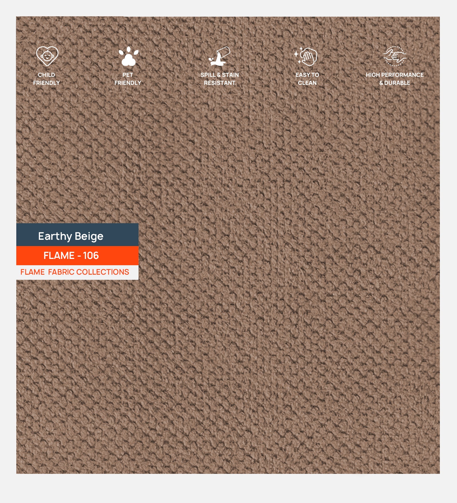 Polycotton Flame Fabric Earthy Beige 106 Code - Febonic Living