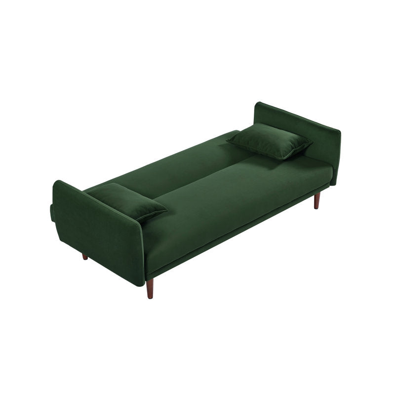Aster Velvet 3 Seater Convertible Sofa Cum Bed In Amazon Green Colour - Febonic Living
