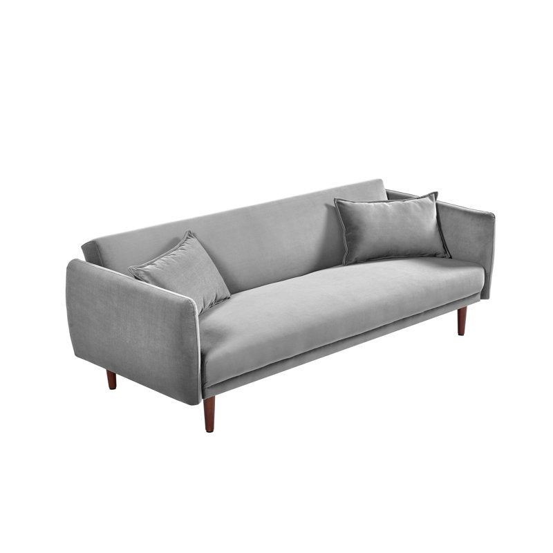 Aster Velvet 3 Seater Convertible Sofa Cum Bed In Concrete Grey Colour - Febonic Living