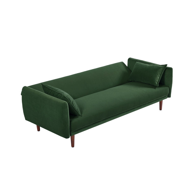 Aster Velvet 3 Seater Convertible Sofa Cum Bed In Amazon Green Colour - Febonic Living