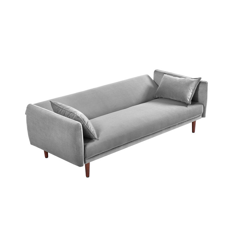 Aster Velvet 3 Seater Convertible Sofa Cum Bed In Concrete Grey Colour - Febonic Living