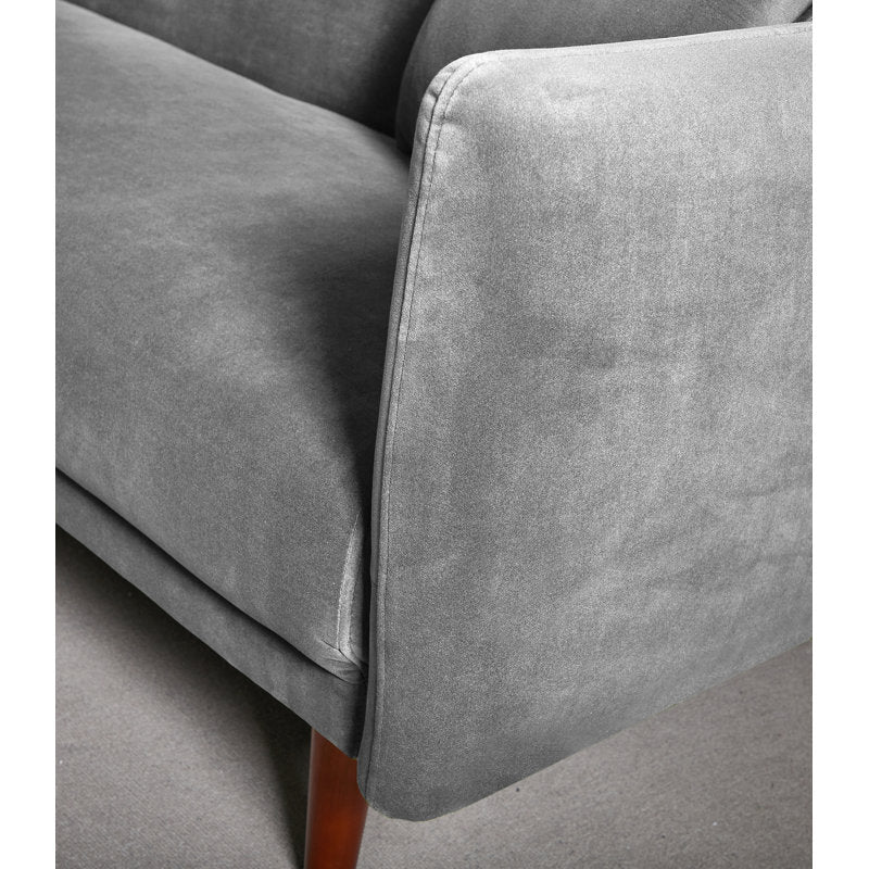 Aster Velvet 3 Seater Convertible Sofa Cum Bed In Concrete Grey Colour - Febonic Living