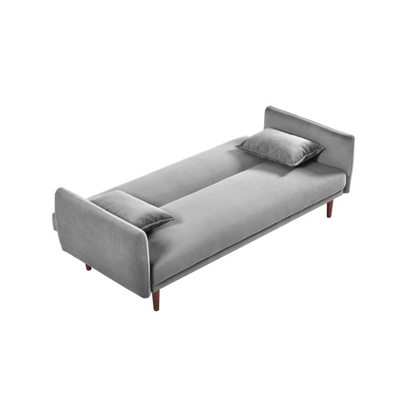 Aster Velvet 3 Seater Convertible Sofa Cum Bed In Concrete Grey Colour - Febonic Living