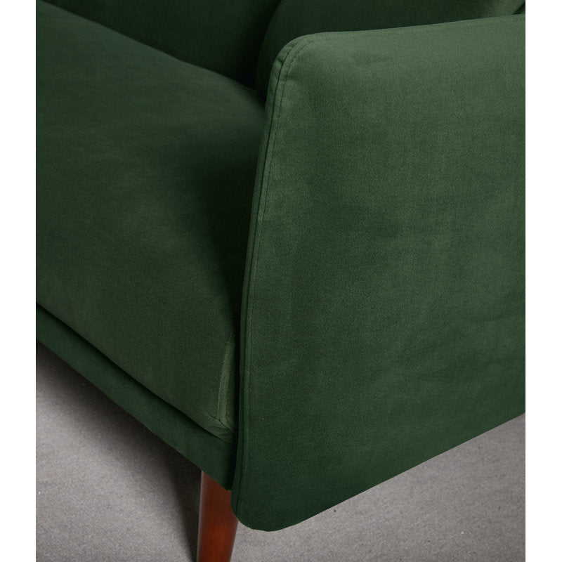 Aster Velvet 3 Seater Convertible Sofa Cum Bed In Amazon Green Colour - Febonic Living