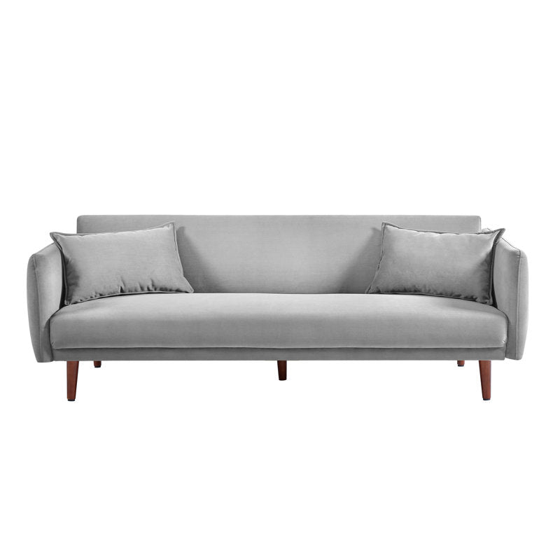 Aster Velvet 3 Seater Convertible Sofa Cum Bed In Concrete Grey Colour - Febonic Living