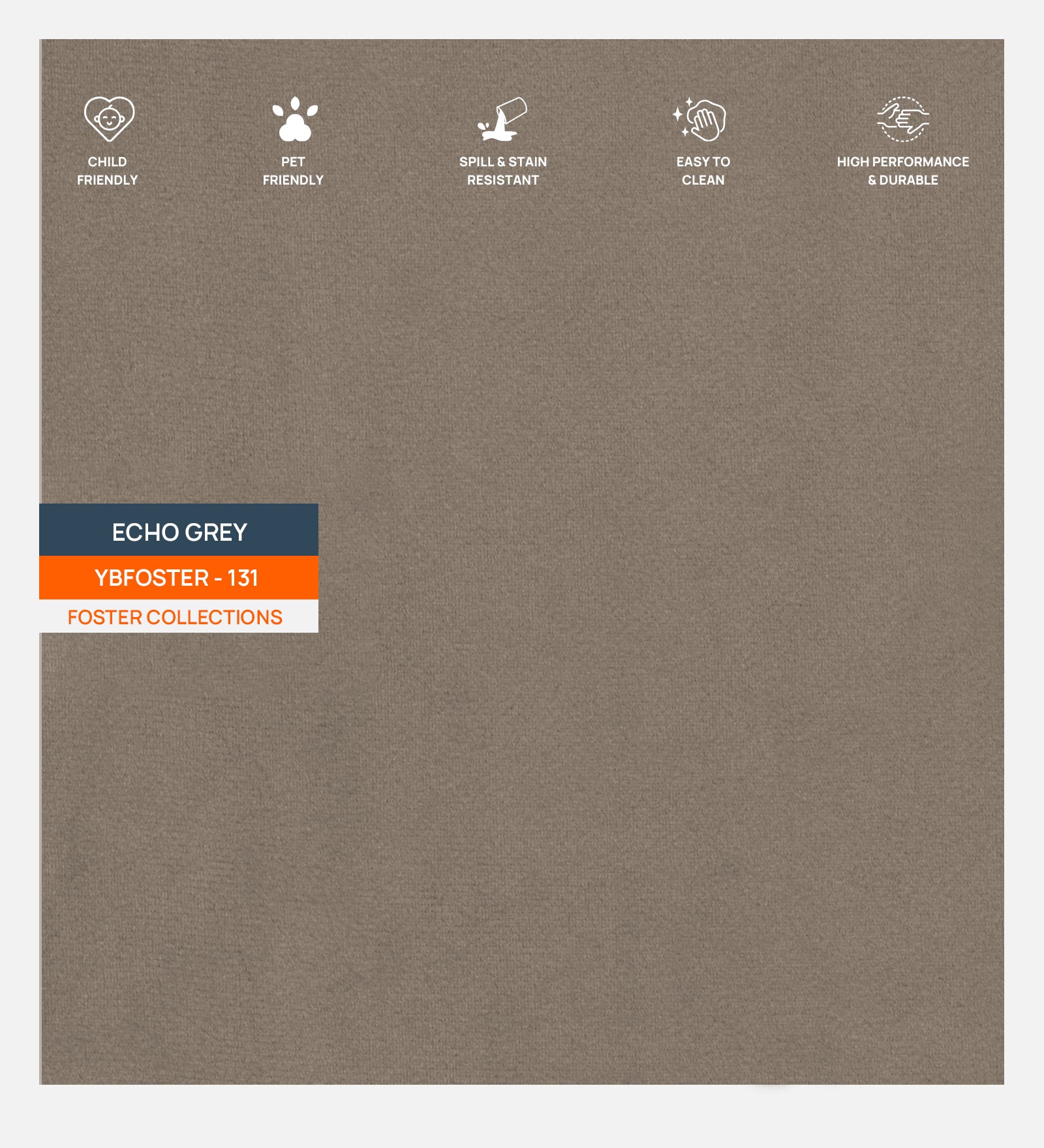 Velvet Foster Fabric Echo Grey 131 Code - Febonic Living