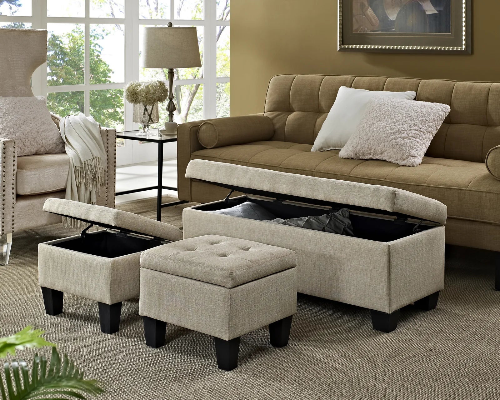 Milly Fabric Ottoman In Ash Grey Colour With Storage - Febonic Living