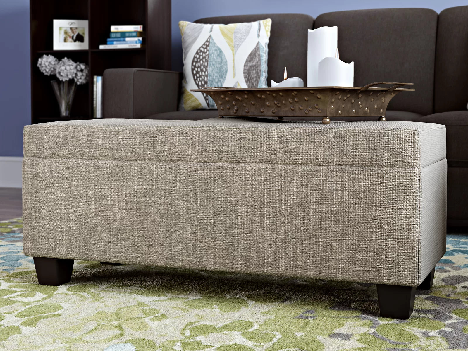Milly Fabric Ottoman In Ash Grey Colour With Storage - Febonic Living