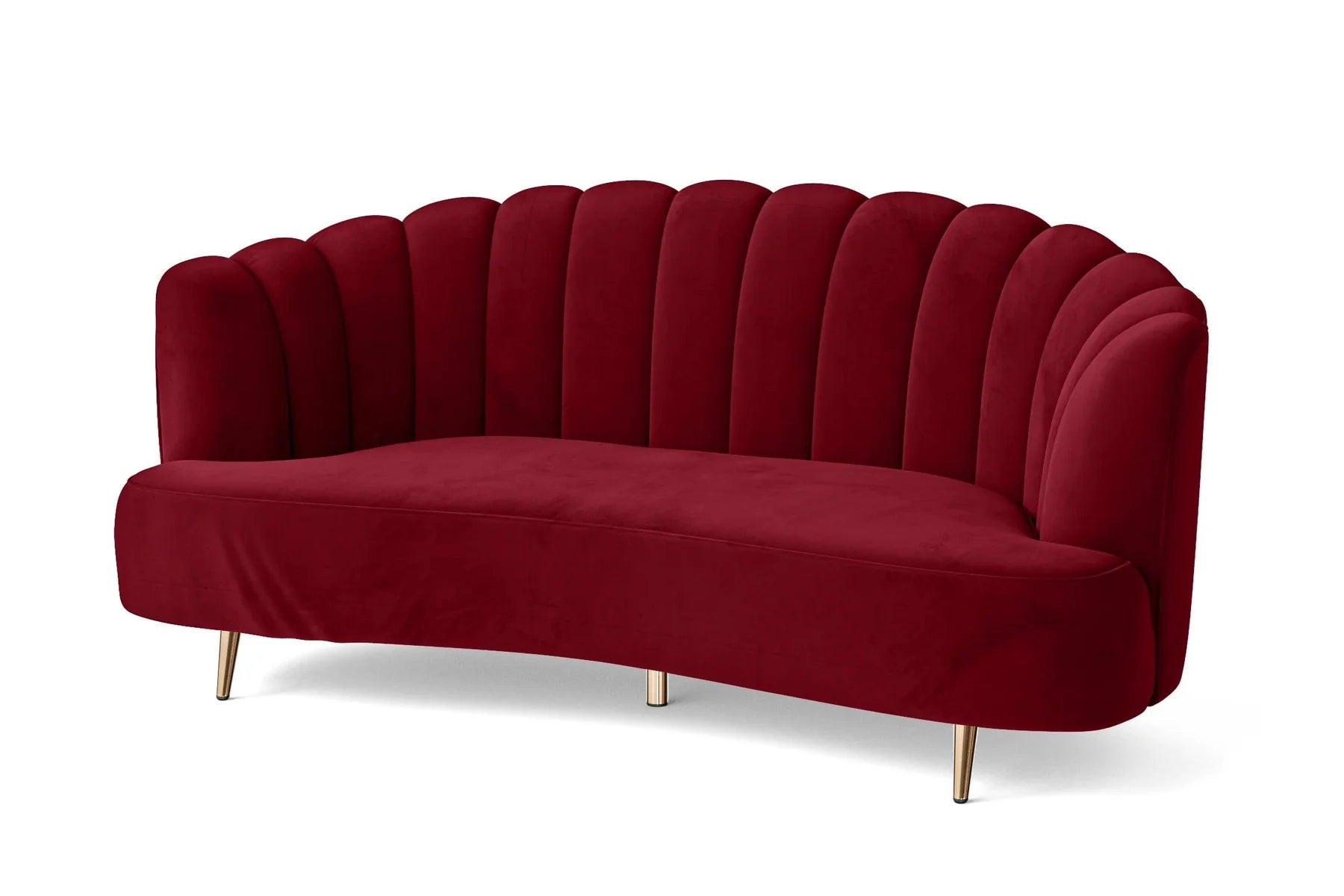 Elena Velvet 3 Seater Sofa In Cherry Red Colour - Febonic Living