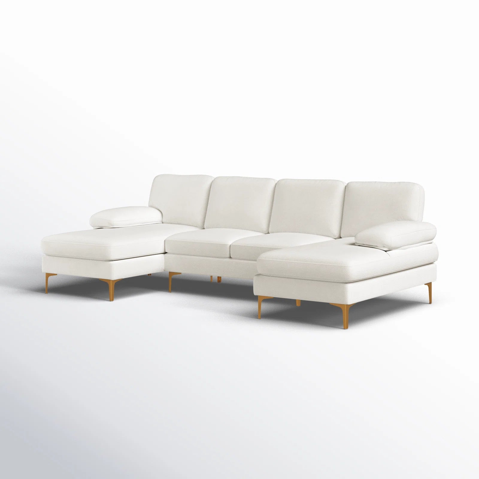 Elson Fabric 6 Seater Sectional Sofa In Ivory Cream Colour
