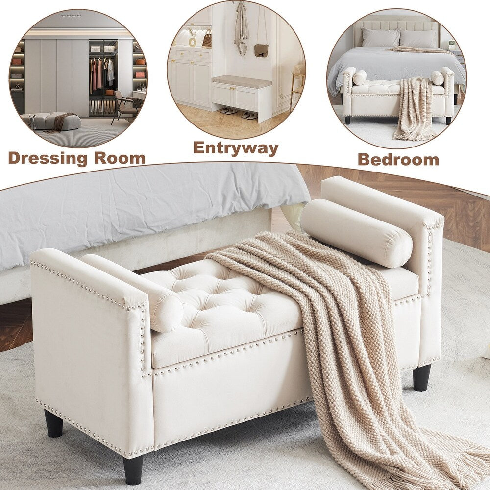 Cairo Velvet 2 Seater Recamier In Camel Beige Colour With Storage - Febonic Living