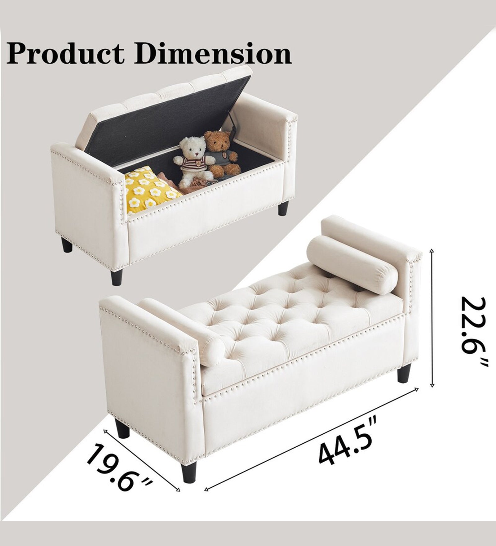 Cairo Velvet 2 Seater Recamier In Camel Beige Colour With Storage - Febonic Living