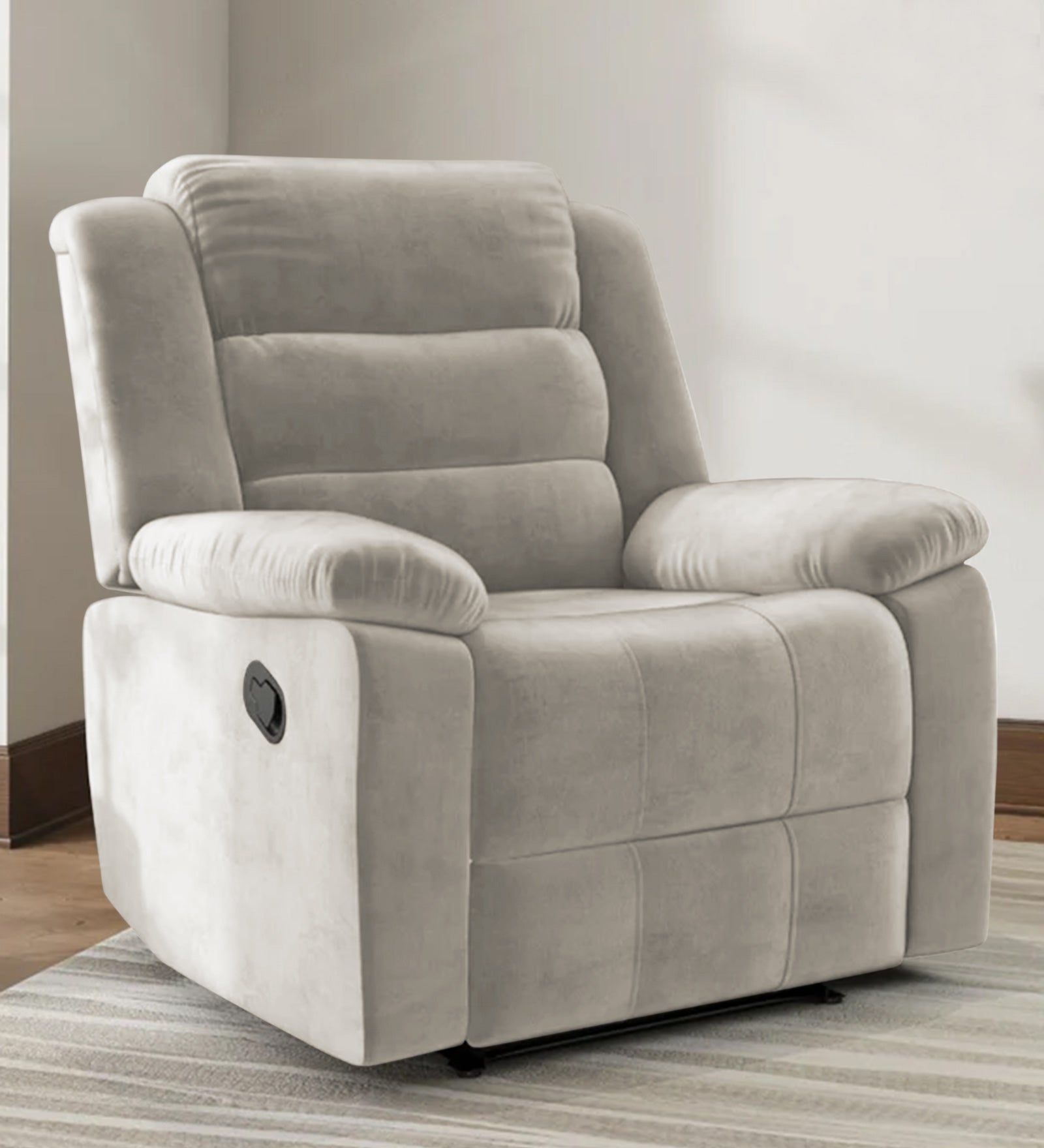 Erra 1 Seater Motorized Fabric Recliner - Ash Grey - Living View by Febonic Living