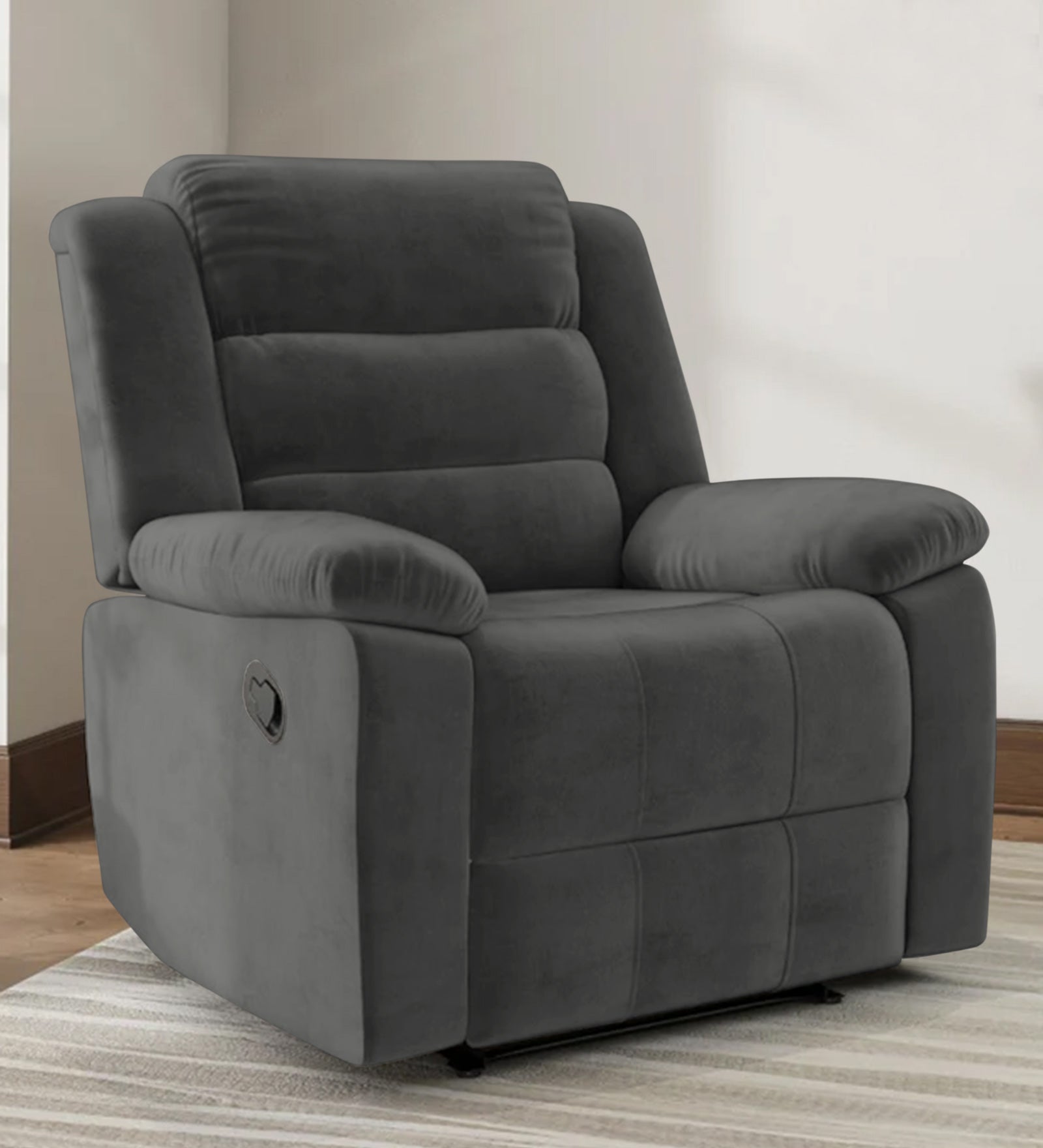 Erra 1 Seater Motorized Fabric Recliner - Charcoal Grey - Living View by Febonic Living