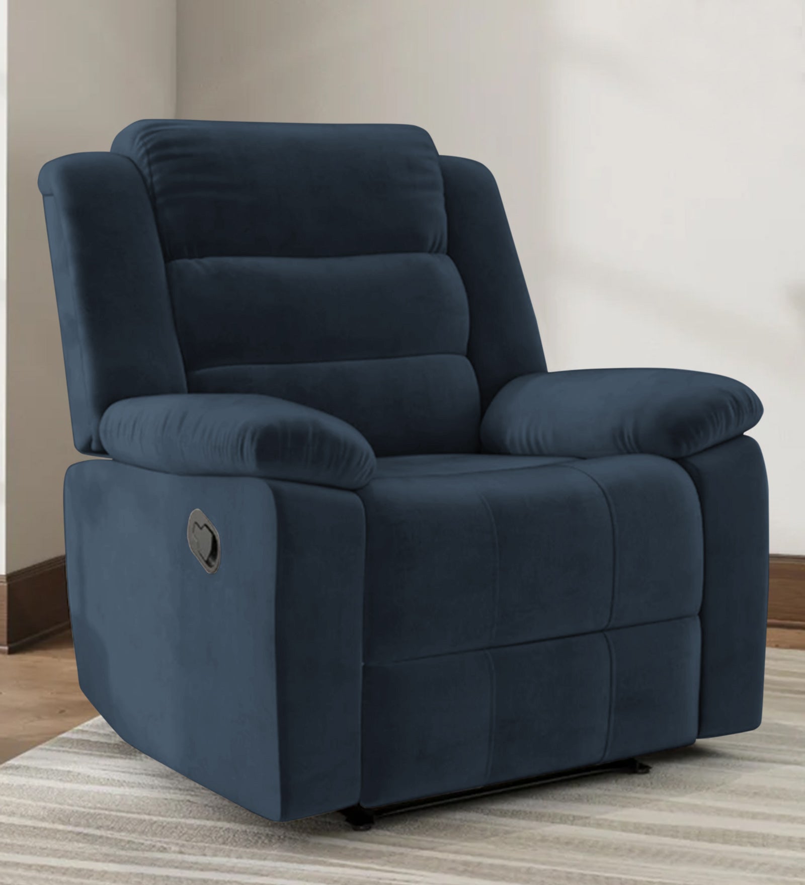 Erra 1 Seater Motorized Fabric Recliner - Denim Blue - Living View by Febonic Living