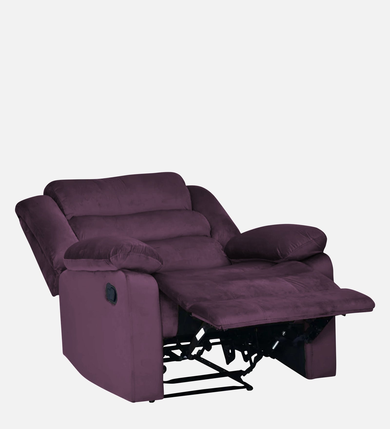Erra 1 Seater Motorized Fabric Recliner - Greek Purple - Reclined View by Febonic Living