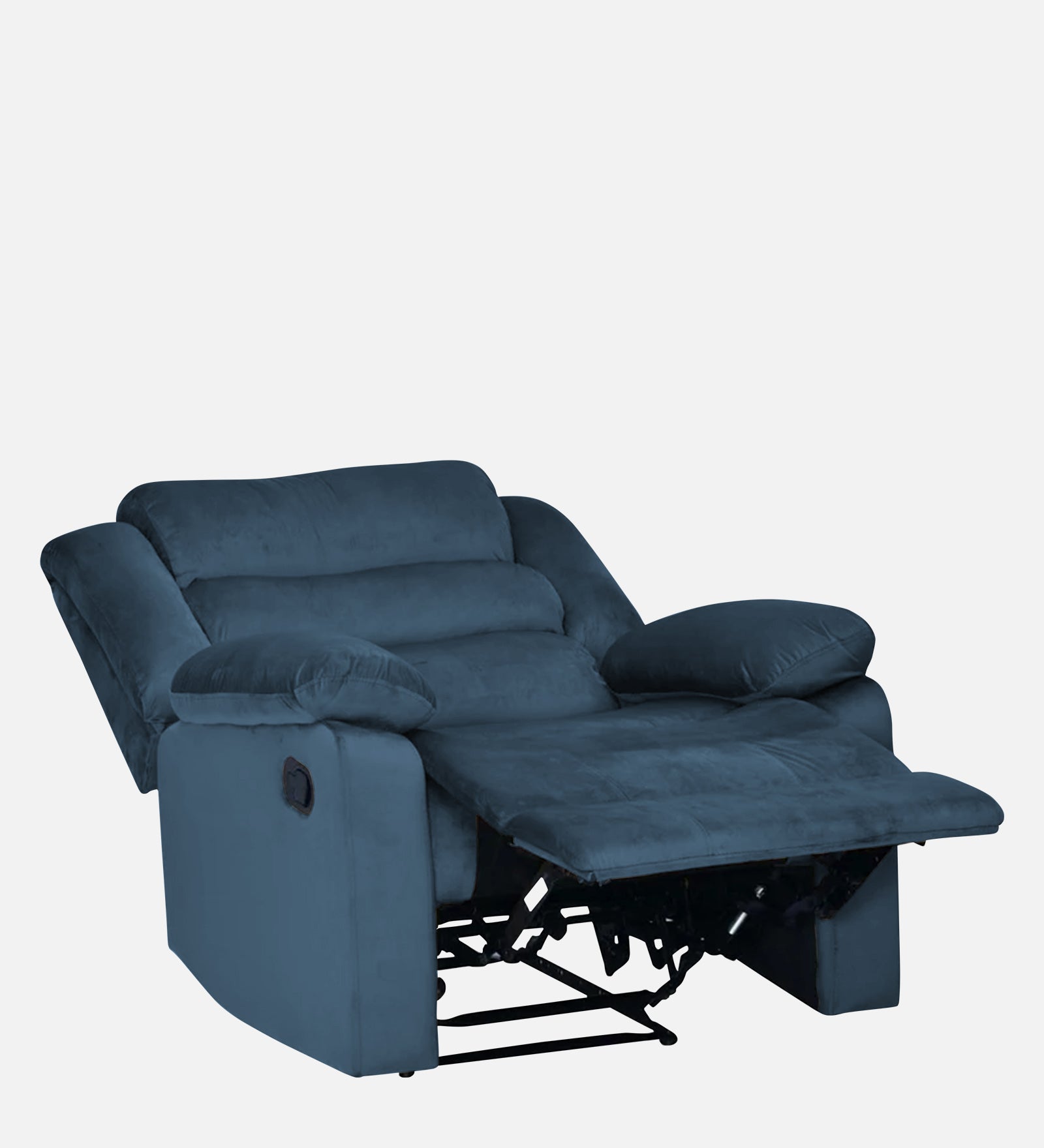 Erra 1 Seater Motorized Fabric Recliner - Light Blue - Reclined View by Febonic Living