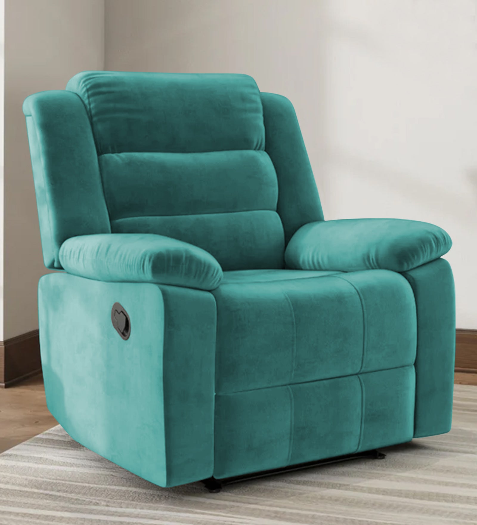 Erra 1 Seater Motorized Fabric Recliner - Sea Green - Living View by Febonic Living