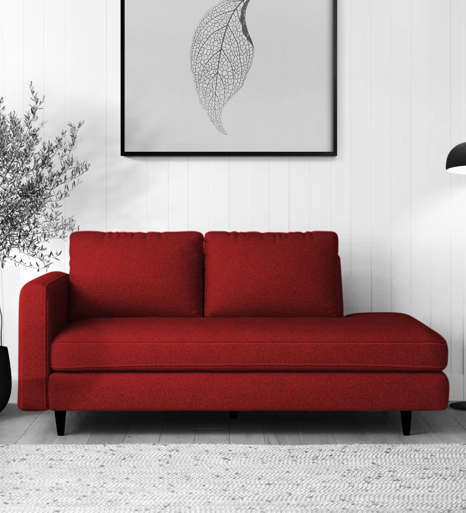Alitza Fabric RHS Chaise Lounger In Blood Maroon Colour - Febonic Living
