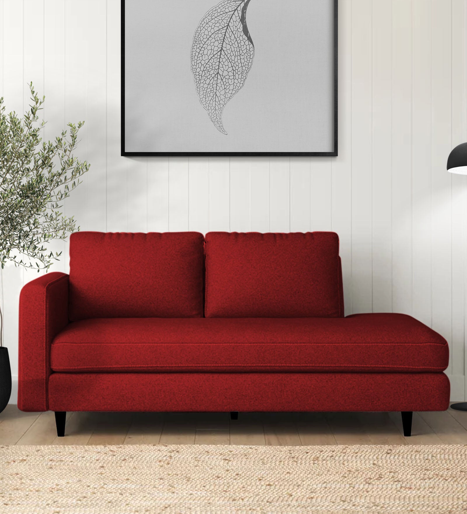 Alitza Fabric RHS Chaise Lounger In Blood Maroon Colour - Febonic Living