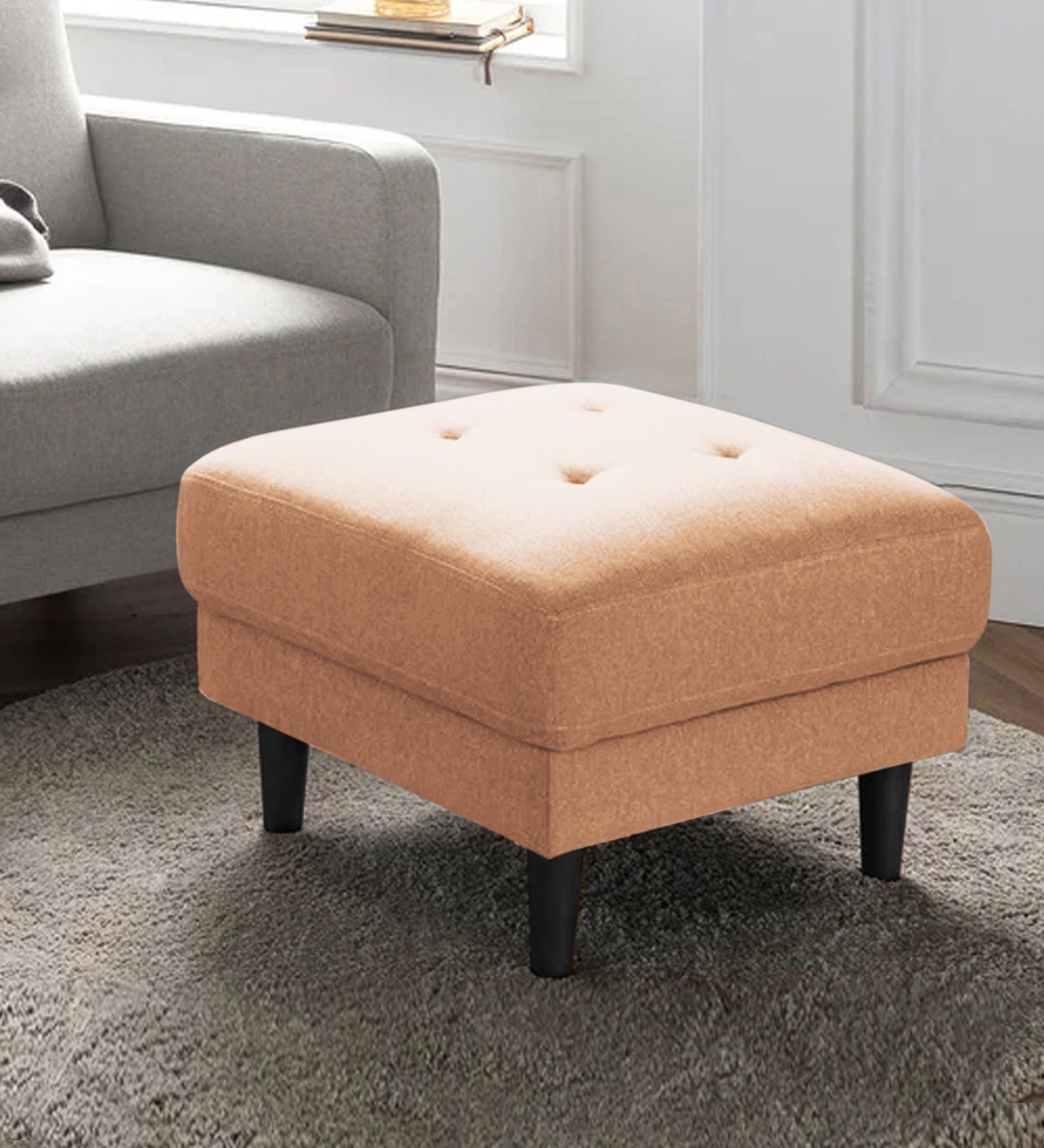 Marq Fabric Foot Stool In Cosmic Beige Colour - Febonic Living