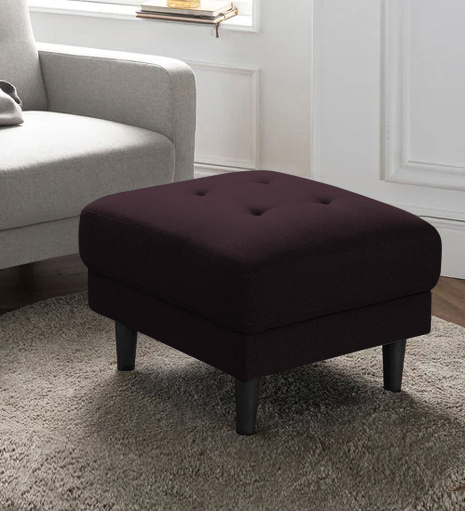 Marq Fabric Foot Stool In Cara Brown Colour - Febonic Living