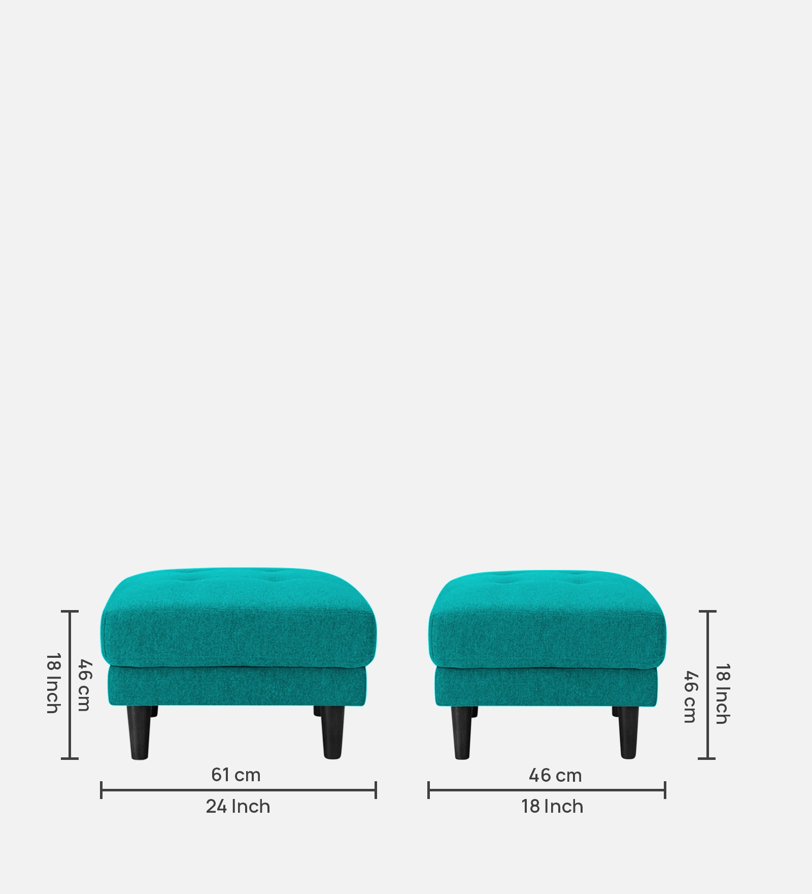 Marq Fabric Foot Stool In Sea Green Colour - Febonic Living