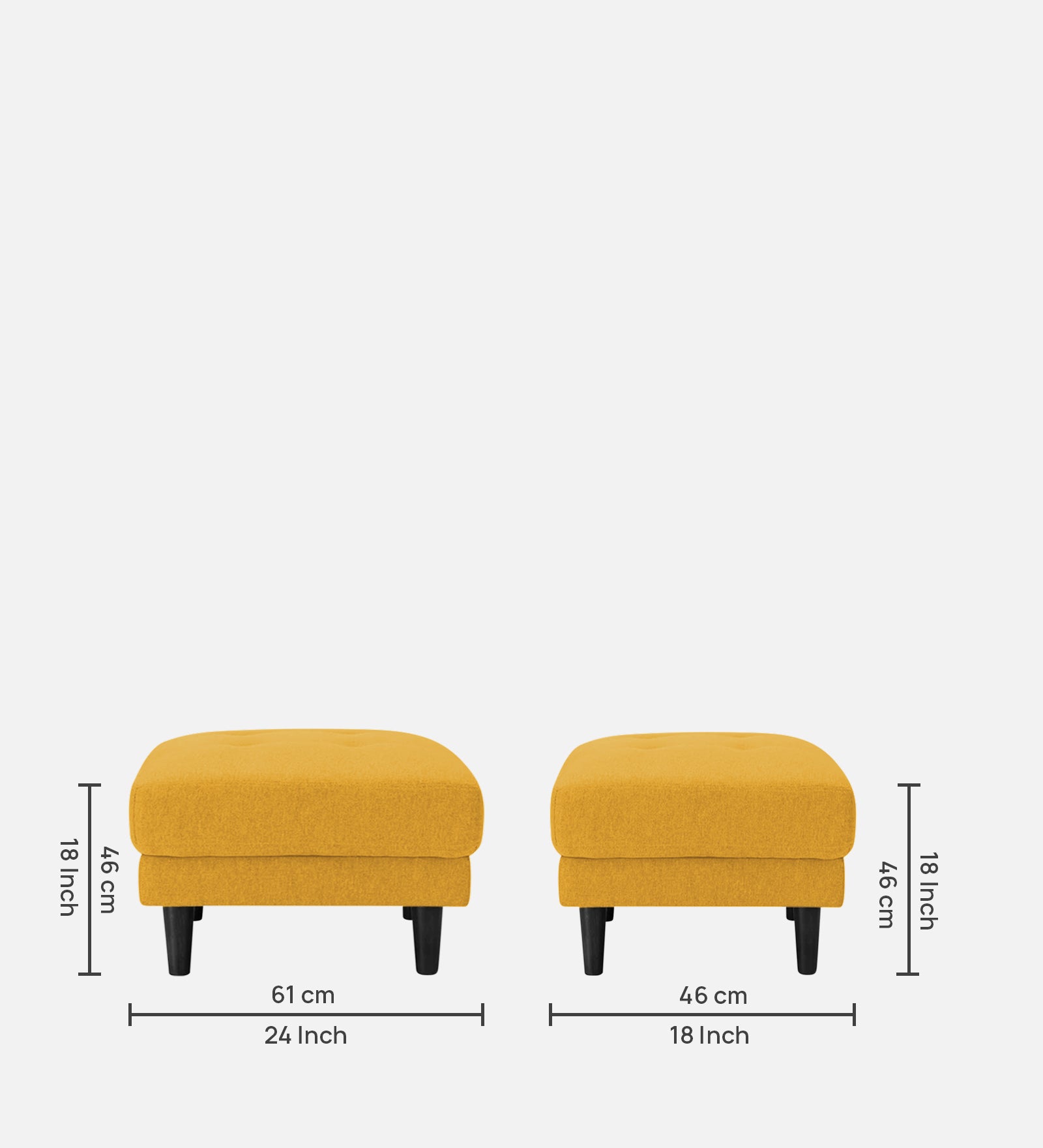 Marq Fabric Foot Stool In Bold Yellow Colour - Febonic Living