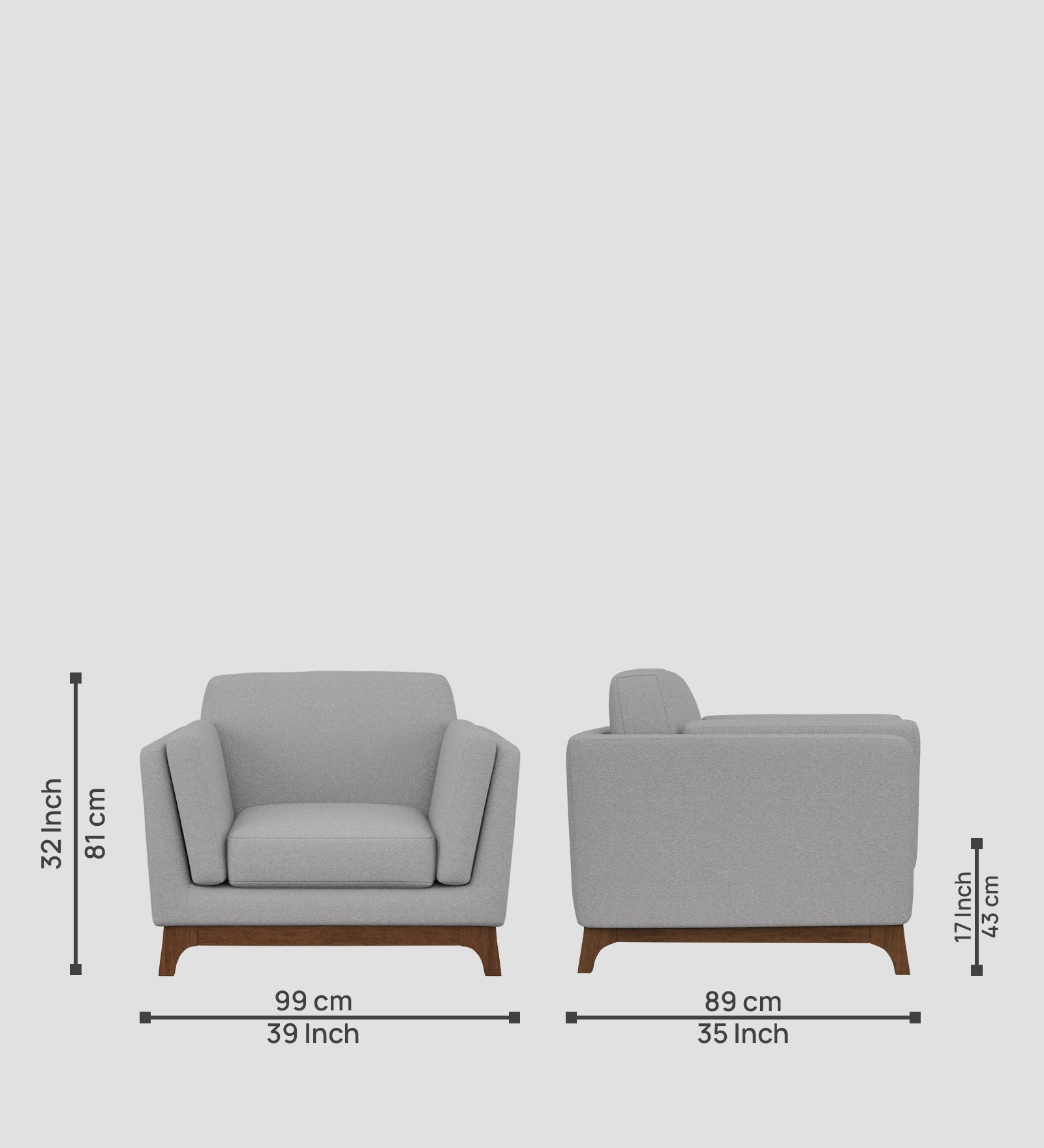 Candy Fabric 1 Seater Sofa In Dim Grey Colour
