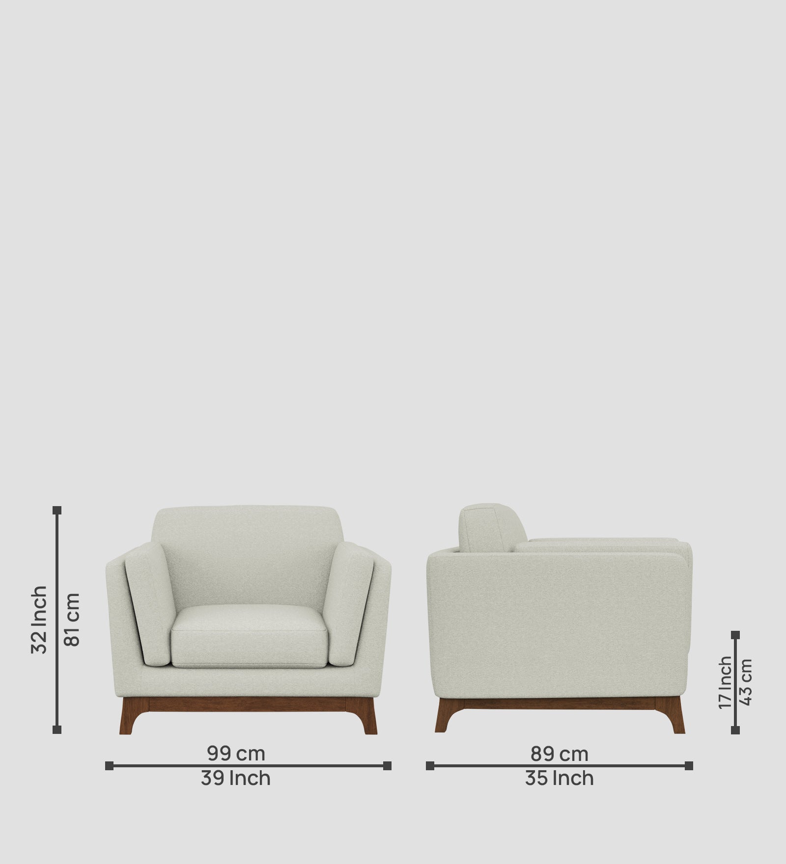 Candy Fabric 1 Seater Sofa In Pearl White Colour