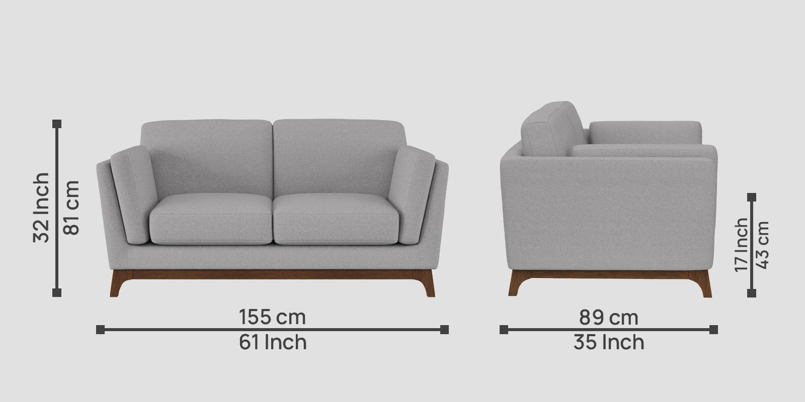 Candy Fabric 2 Seater Sofa In Dim Grey Colour