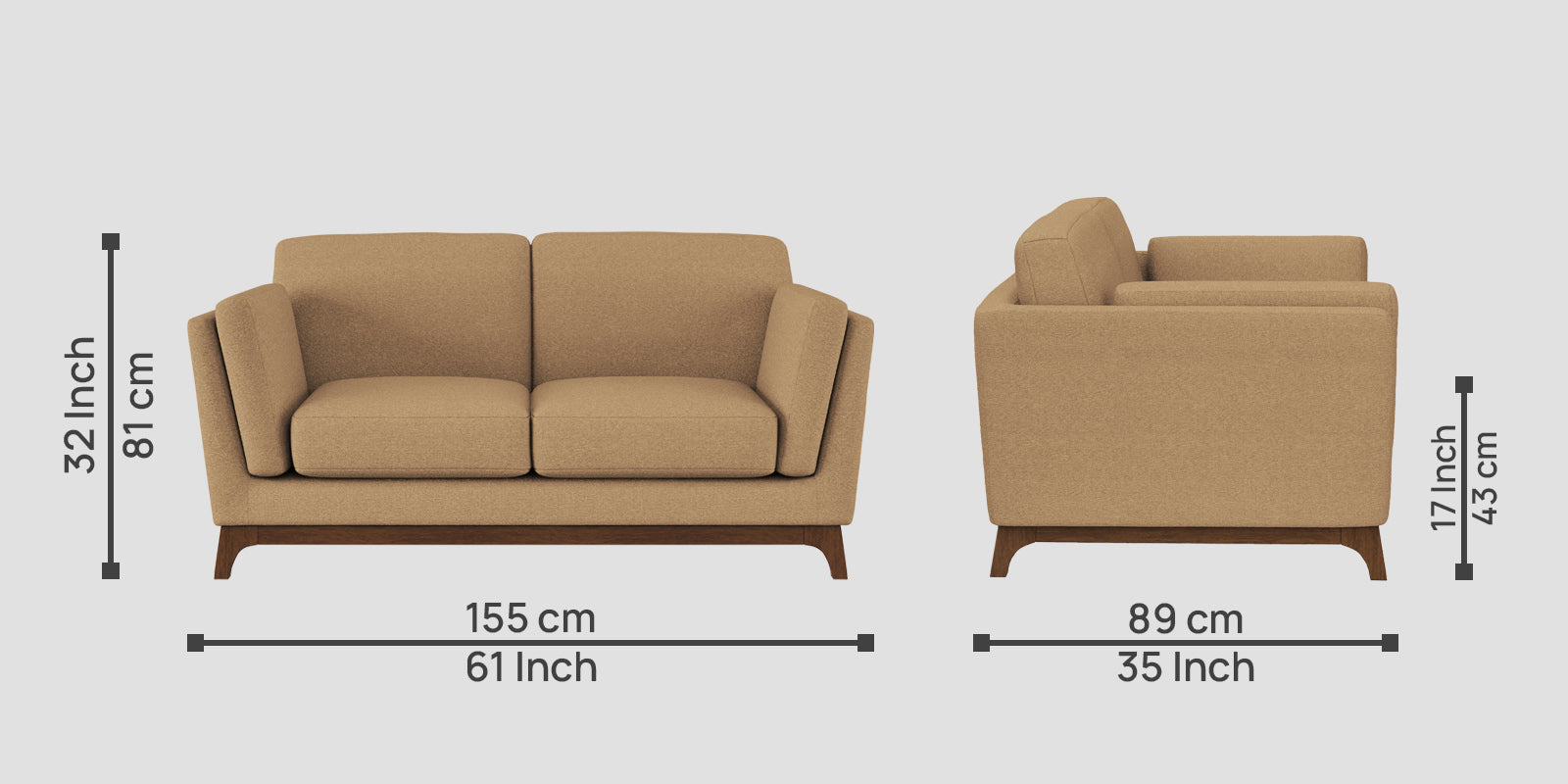 Candy Fabric 2 Seater Sofa In Copper Brown Colour