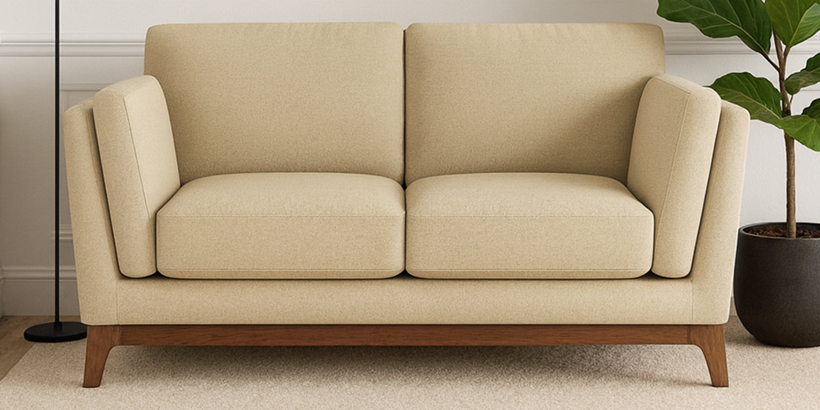 Candy Fabric 2 Seater Sofa In Cotton Beige Colour