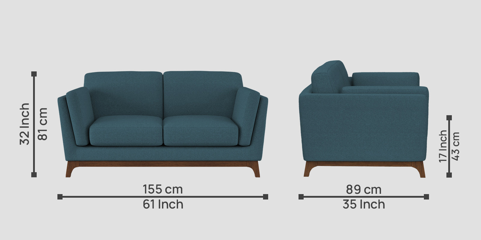 Candy Fabric 2 Seater Sofa In Sea Blue Colour