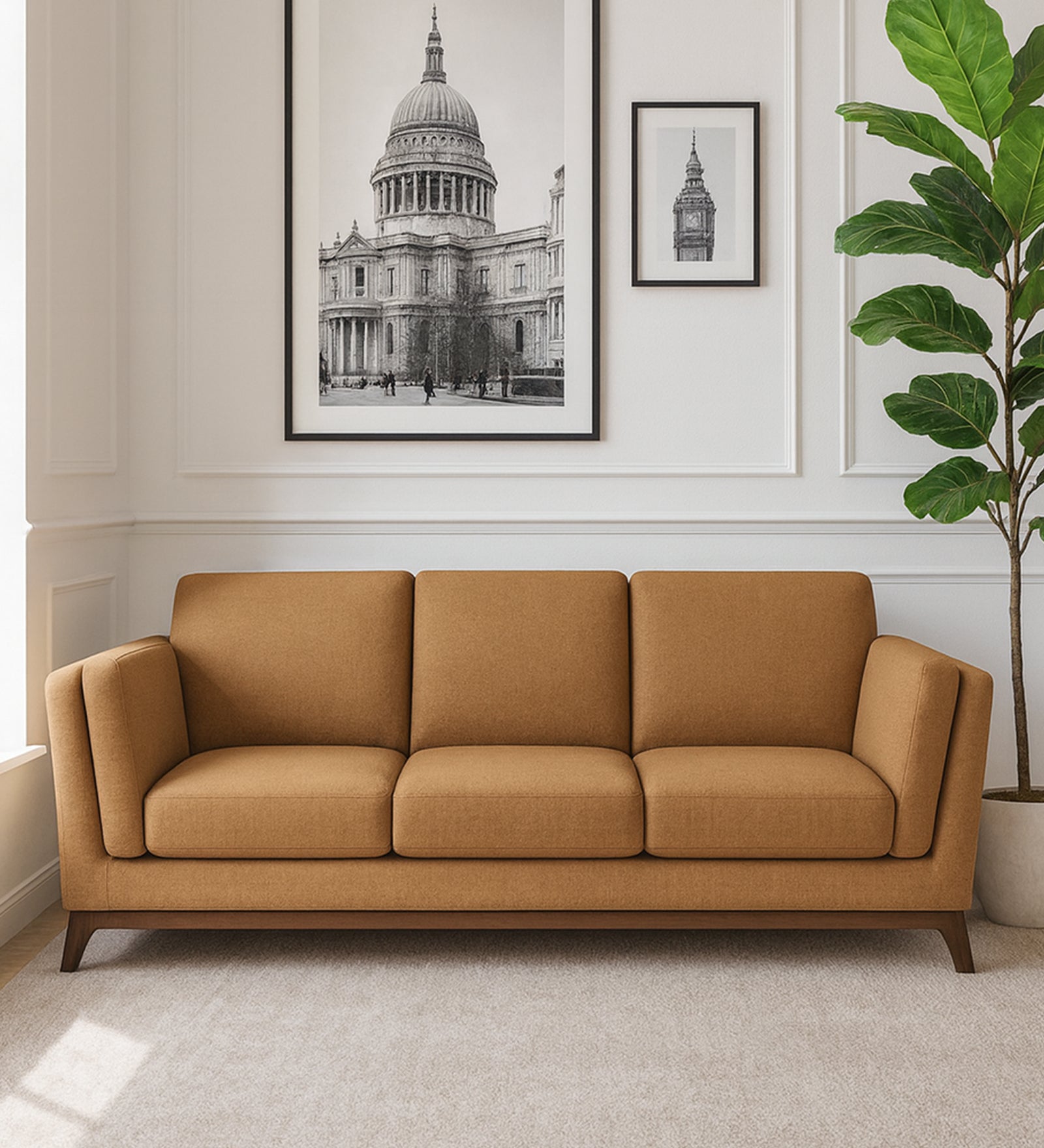 Candy Fabric 3 Seater Sofa In Copper Brown Colour