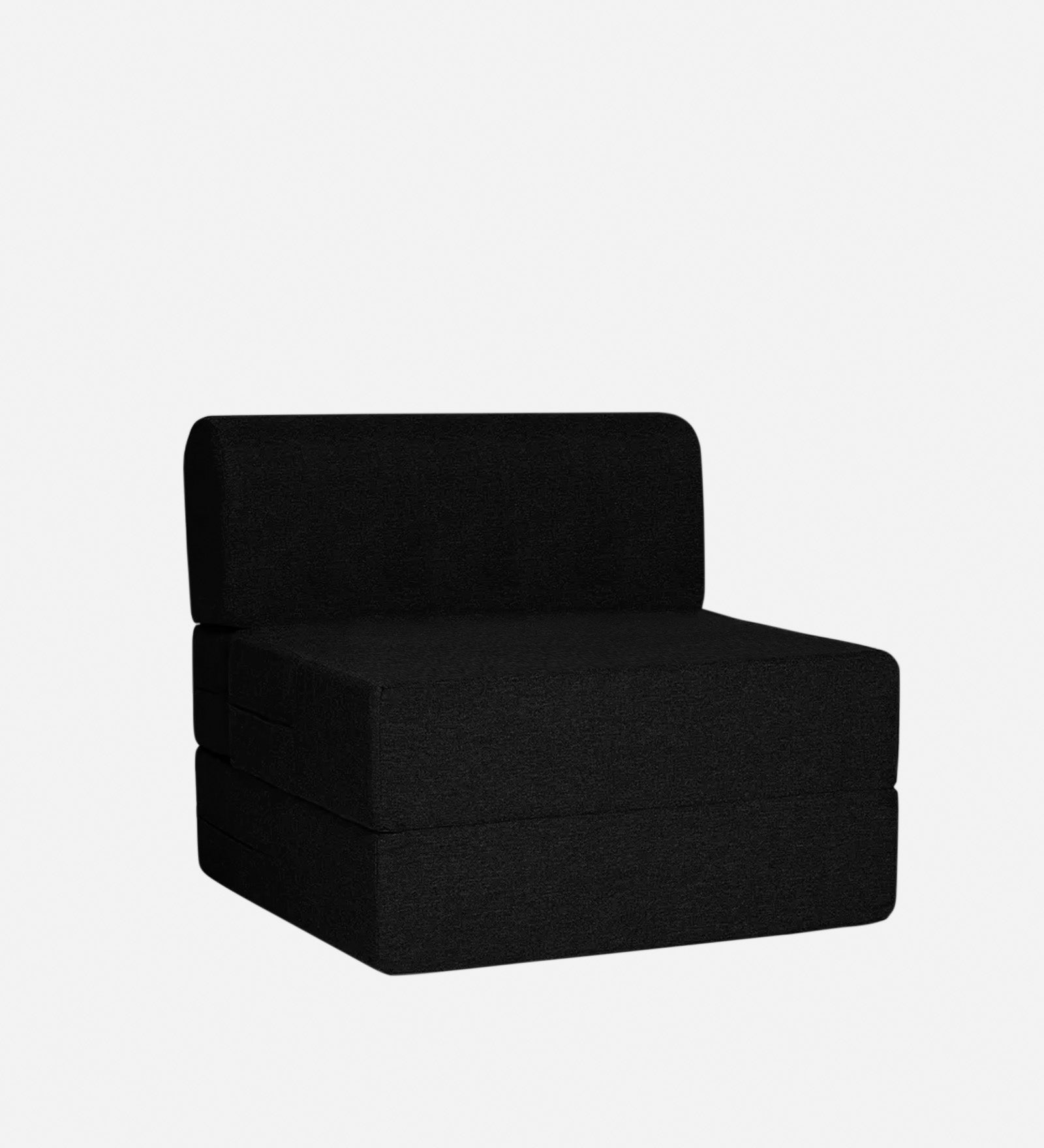 Fleepy Fabric 1 Seater Foldable Sofa Cum Bed In Zed Black Colour - Febonic Living