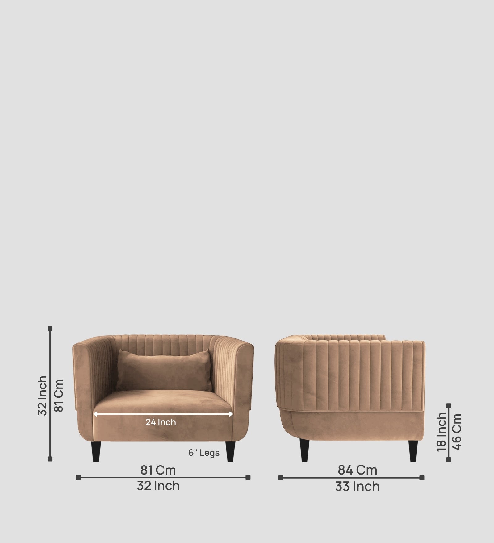 Jackson Waterproof Velvet 1 Seater Sofa In Dusty Beige Colour