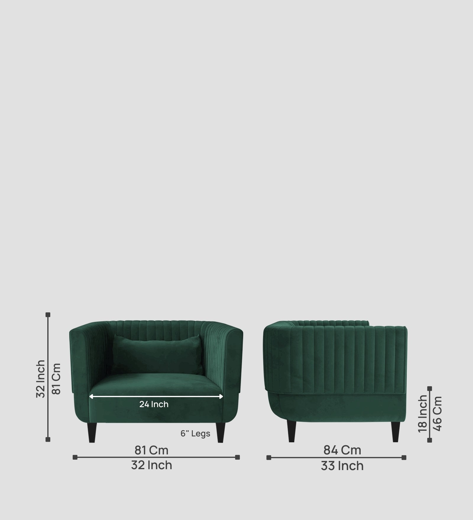 Jackson Waterproof Velvet 1 Seater Sofa In Emerald Green Colour