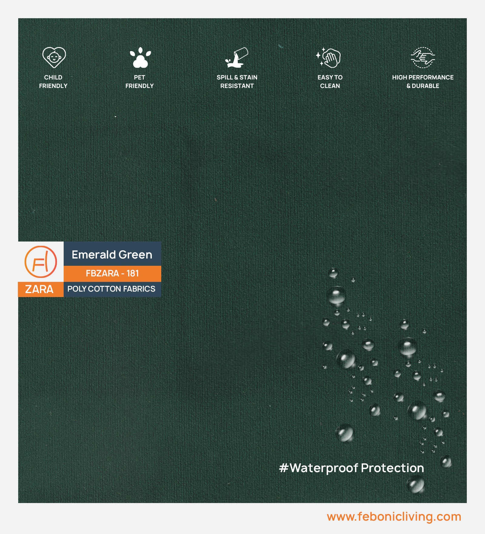 Jackson Waterproof Velvet 1 Seater Sofa In Emerald Green Colour